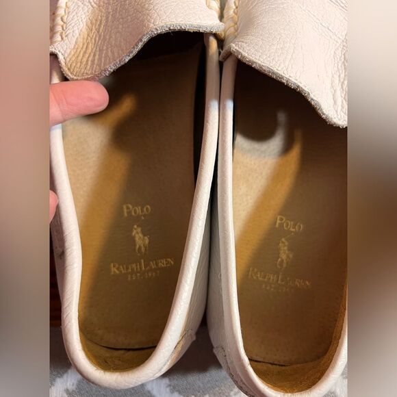 Polo Ralph Lauren White Leather Loafers Slip-Ons driving shoes 9.5 main image 14